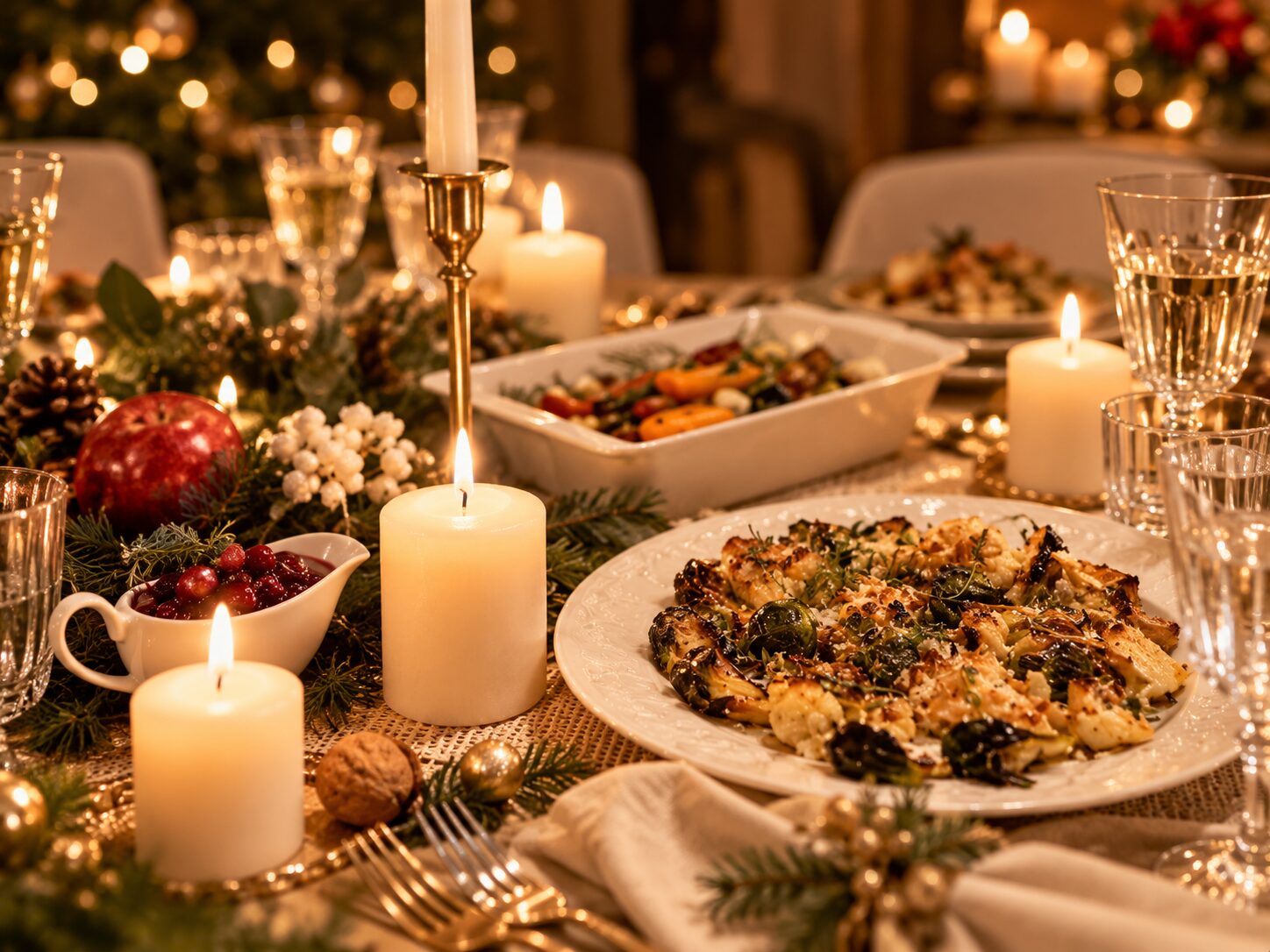 Candlelit Christmas Eve table